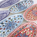 スラマ陶器 手描き浅皿楕円 D30 赤