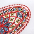 スラマ陶器 手描き浅皿楕円 D20 赤