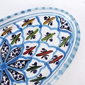 スラマ陶器 手描き浅皿楕円 D20 ターコイズ