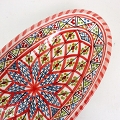 スラマ陶器 手描き浅皿楕円 D30 赤