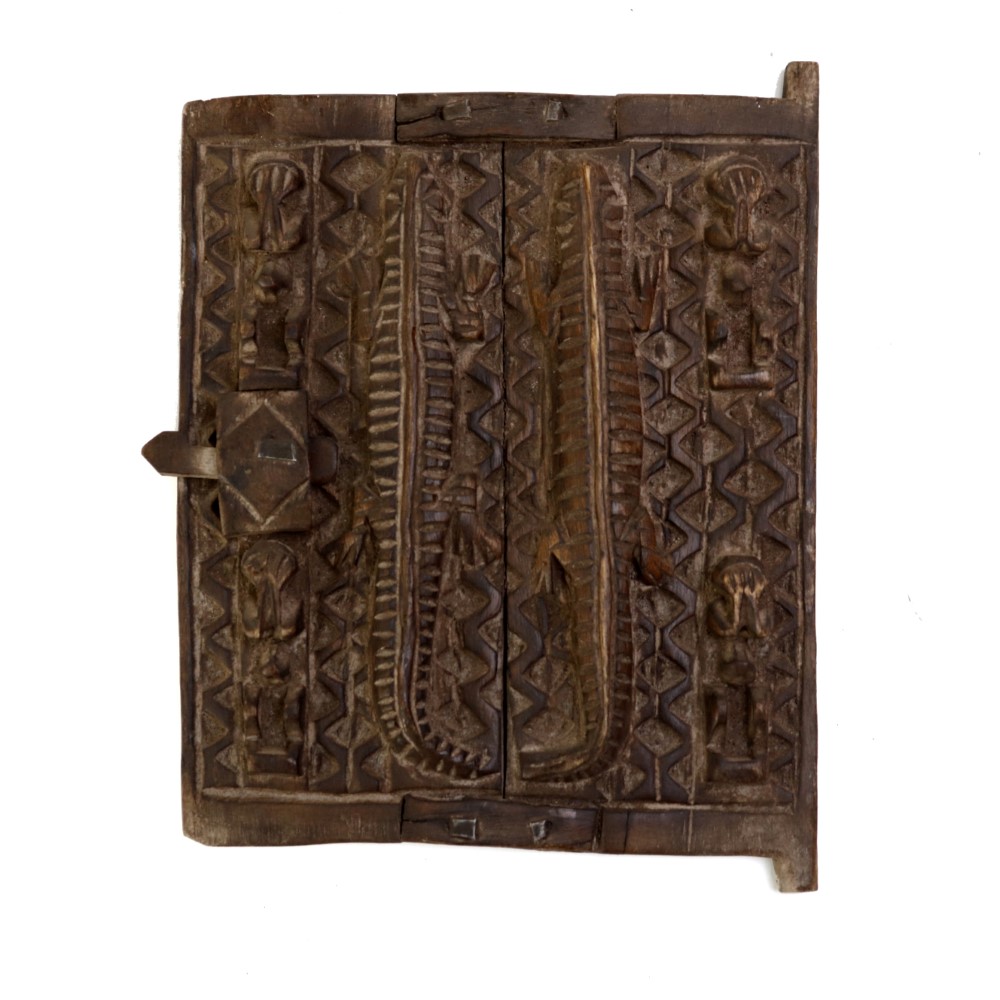 African Antique Hand Carved Bamoun Royal Wooden Door, Benin
